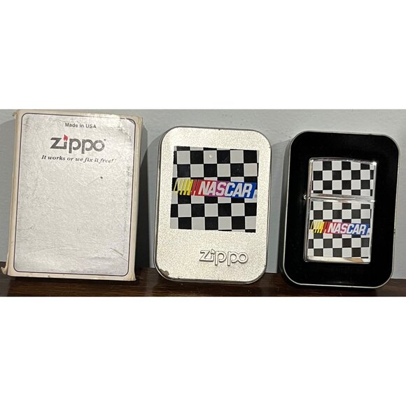 Zippo NASCAR Checkered Flag Windproof Lighter Collectible w/ Original Tin - Picture 4 of 4